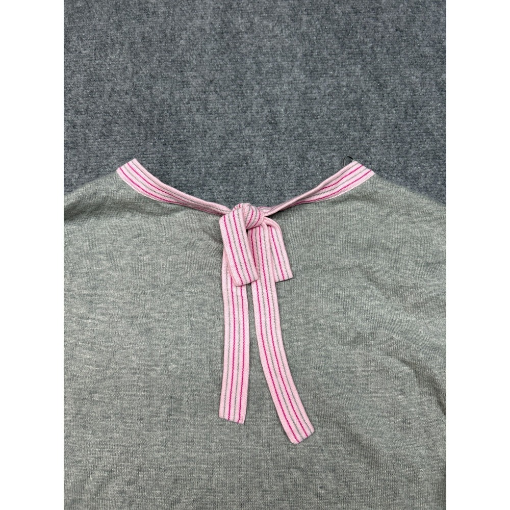 Kim Rogers Intarsia Sweater Womens Size L Gray Pink Hearts Cotton Round Neck New - Picture 4 of 9